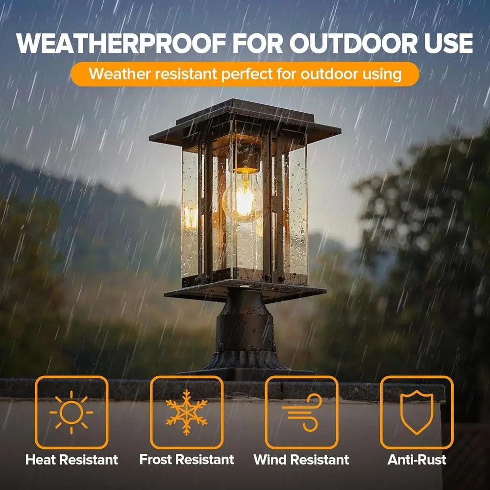 Lamp Post Light, Dusk to Dawn, Craftsman Style Post Light Waterproof, Powered with Pier Mount Base, 200 Lumens Post Lights