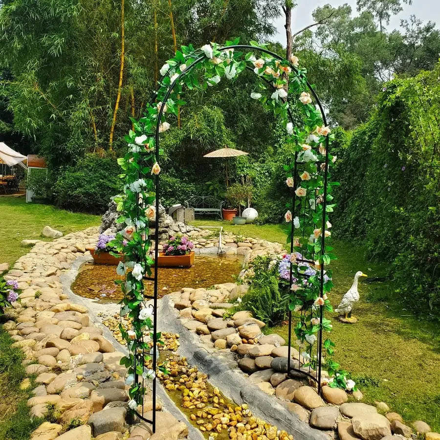 Pergola Arbor, 95.3 H x 45 W Garden Wedding Arch Curved Metal Enduring Iron Garden Arch Trellis for Climbing Plants Outdoor Cer