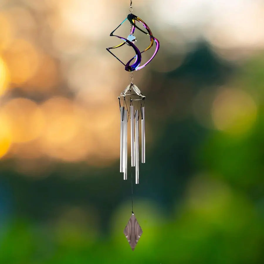 Windchimes Cosmix Spinner Wind Chime, 25.5Inches, Iridescent