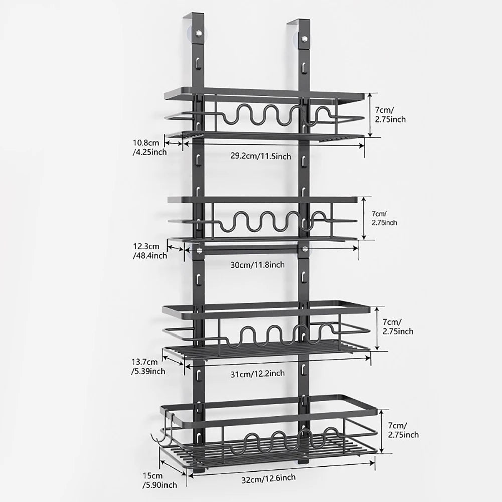 Over The Door Pantry Organizer, Pantry Door Organizer Shelves, Metal Hanging Spice Rack, Multi-Tier Over The Door Organizer