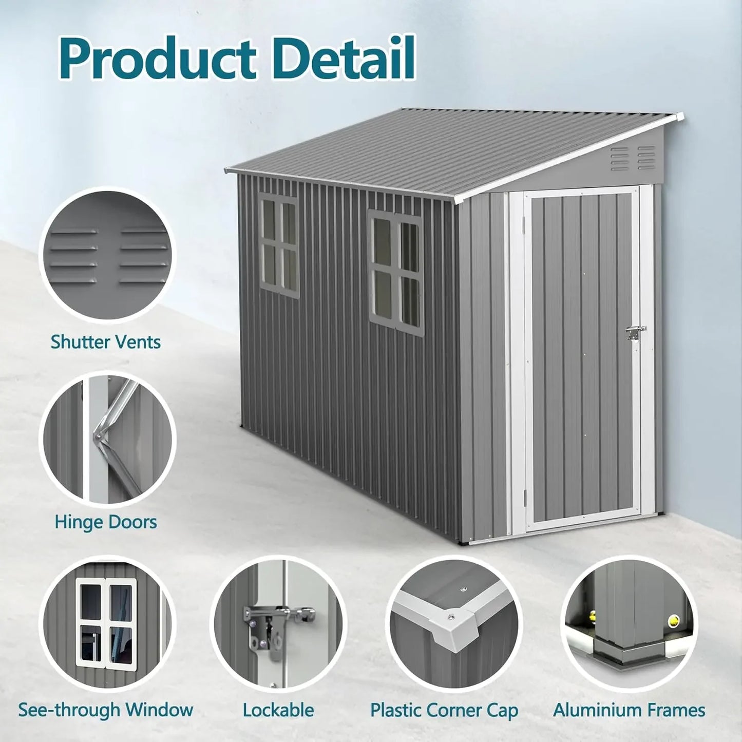 4x10 Ft Outdoor Metal Shed, Heavy-Duty Storage Shed with Floor Kit for Tools and Bikes, Lean to Shed with, Customized