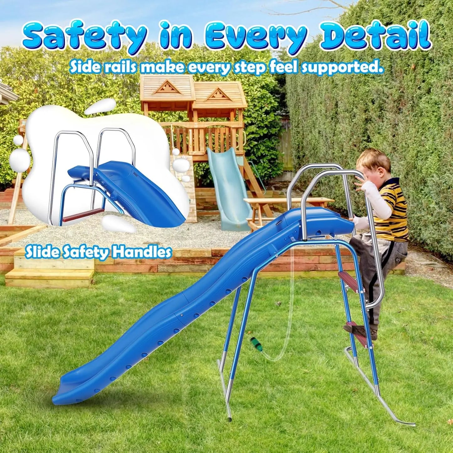 Kids Backyard Water Slide with Triple Spray Sprinkler and Tarp for Summer Outdoor Fun