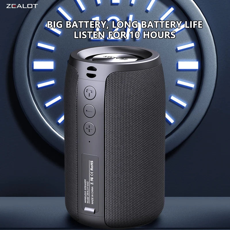 ZEALOT S32 5W Wireless Bluetooth Speaker, Portable Subwoofer, 1800mAh, 10H Playtime, Loud Stereo, Booming Bass