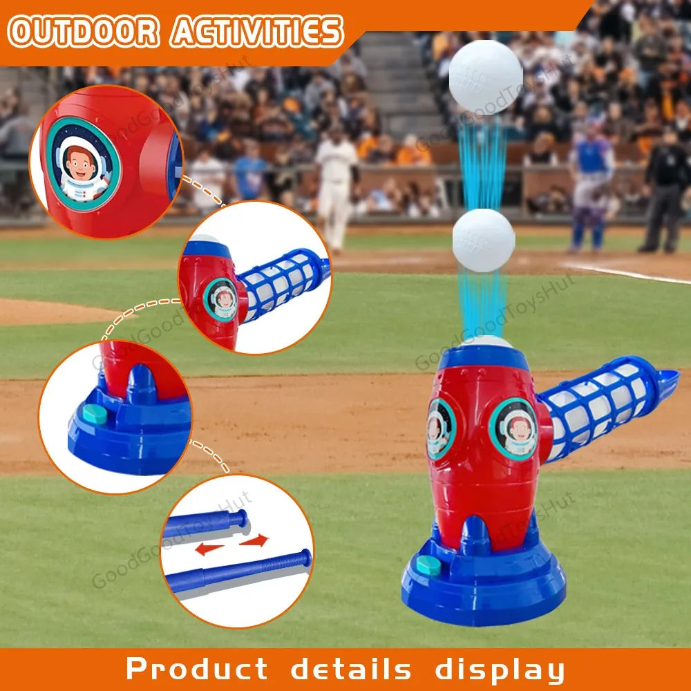 Automatic Baseball Pitching Machine with 10 Balls, Indoor Outdoor Practice Toy, Solo Batting Training Game for Home & Backyard