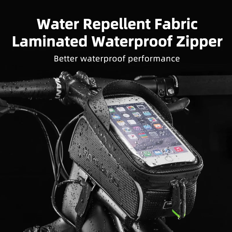 ROCKBROS Bicycle Bag 6.0 Inch Phone Case Sensitive Touch Screen Bike Bags Waterproof MTB Road Front Tube Frame Cycling Bag