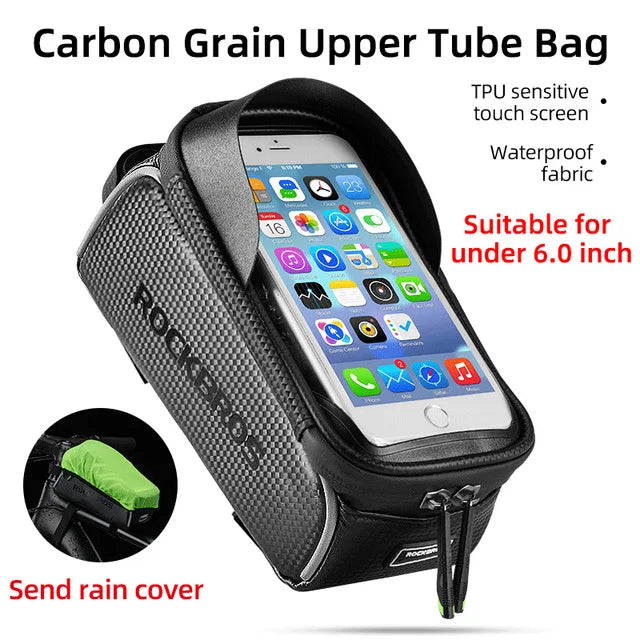 ROCKBROS Bicycle Bag 6.0 Inch Phone Case Sensitive Touch Screen Bike Bags Waterproof MTB Road Front Tube Frame Cycling Bag