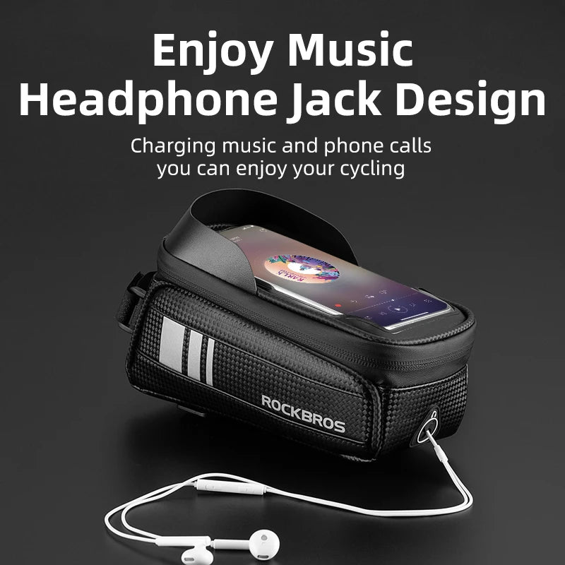 ROCKBROS Bicycle Bag 6.0 Inch Phone Case Sensitive Touch Screen Bike Bags Waterproof MTB Road Front Tube Frame Cycling Bag