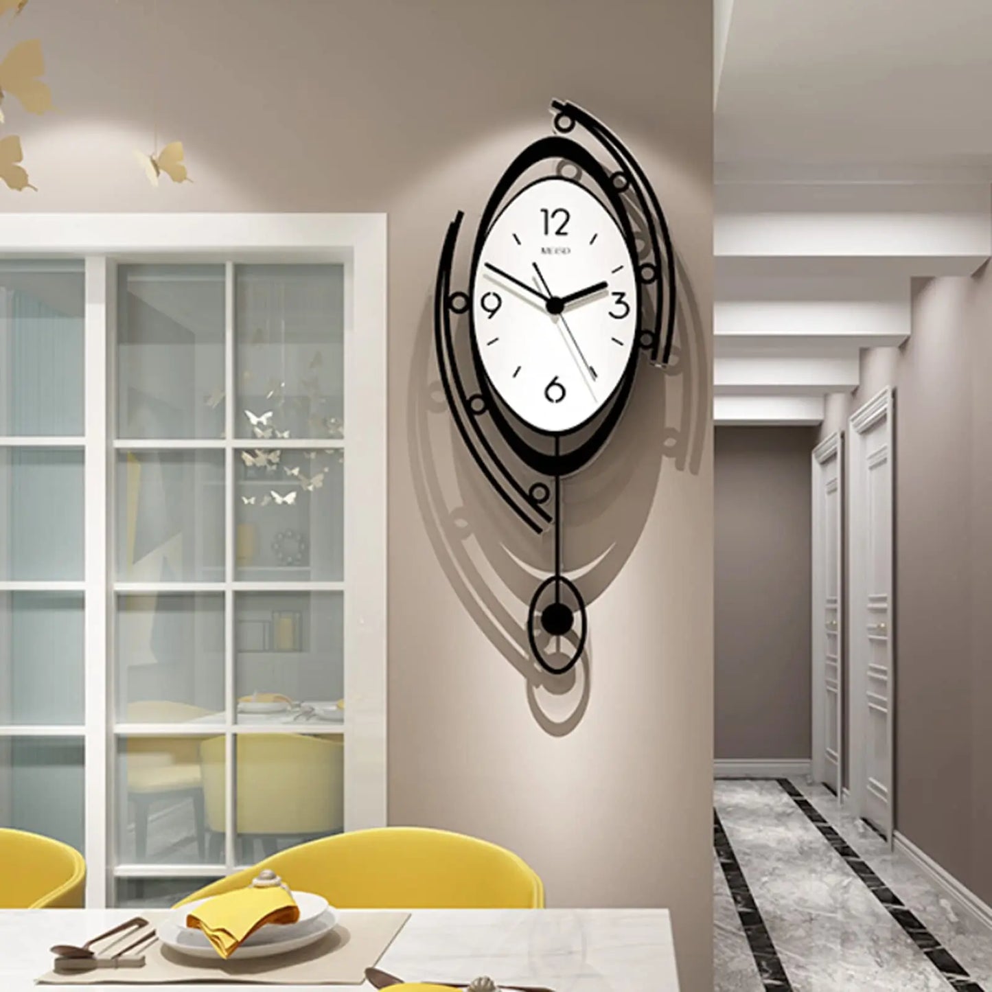 Modern Wall Clock for Living Room Decor, Large Silent Pendulum Wall Clock for Bedroom Office Kitchen Non-Ticking Wall Watch 23 I