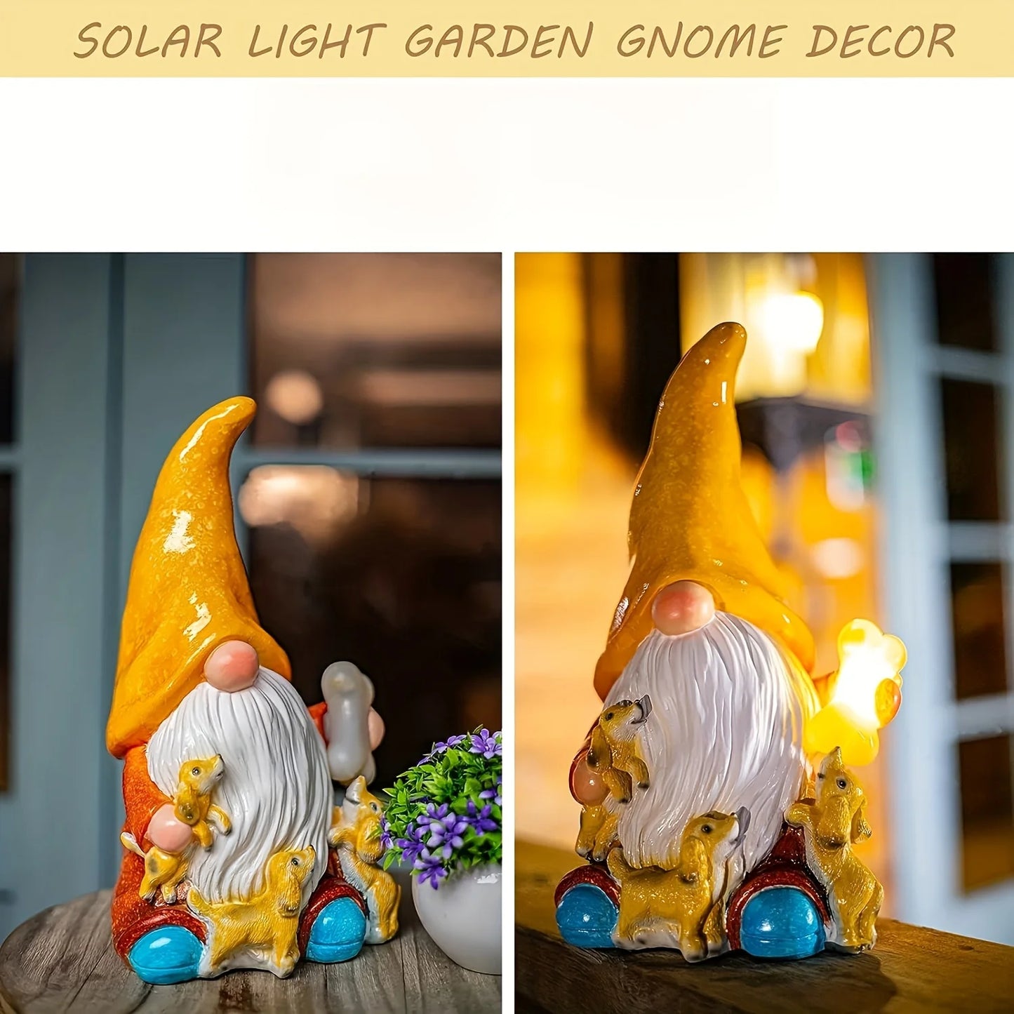 Garden Gnome Statue Solar Lights Gnomes Decorations 10Inch Outdoor Large Garden Sculptures Patio Lawn Yard Ornaments
