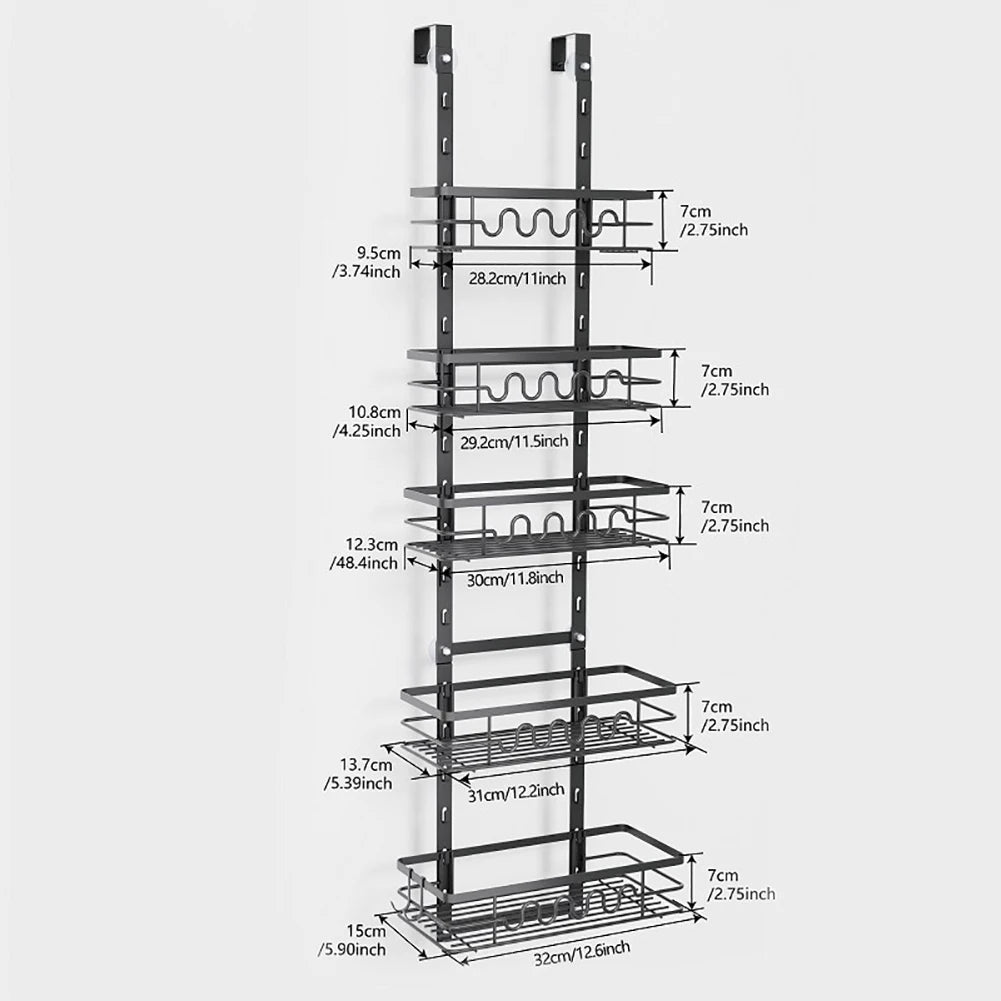 Over The Door Pantry Organizer, Pantry Door Organizer Shelves, Metal Hanging Spice Rack, Multi-Tier Over The Door Organizer