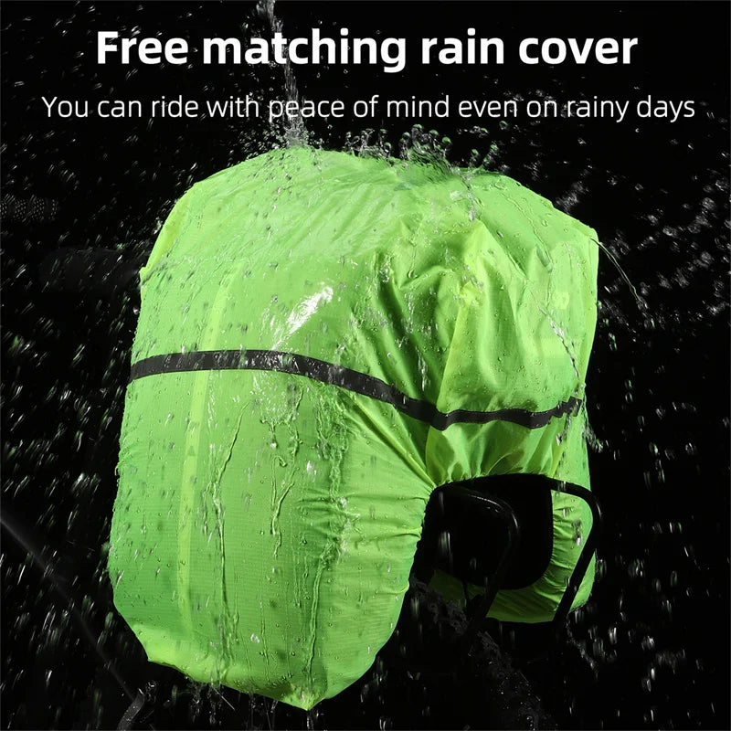 WEST BIKING Hard Shell Bicycle Pannier Bag 20-35L Large Capacity MTB Road Bike Rear Seat Bag Portable Travel Shoulder Bag