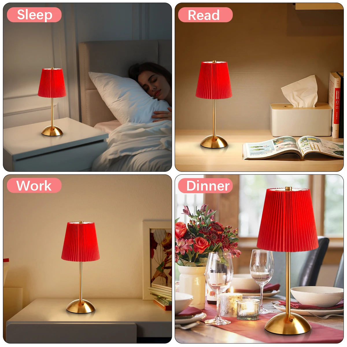 Smart Touch LED Desk Lamp–Rechargeable Reading Lamp with 3-Level Dimming for Home/Office/Dorm Study/ Holiday Decorative Light