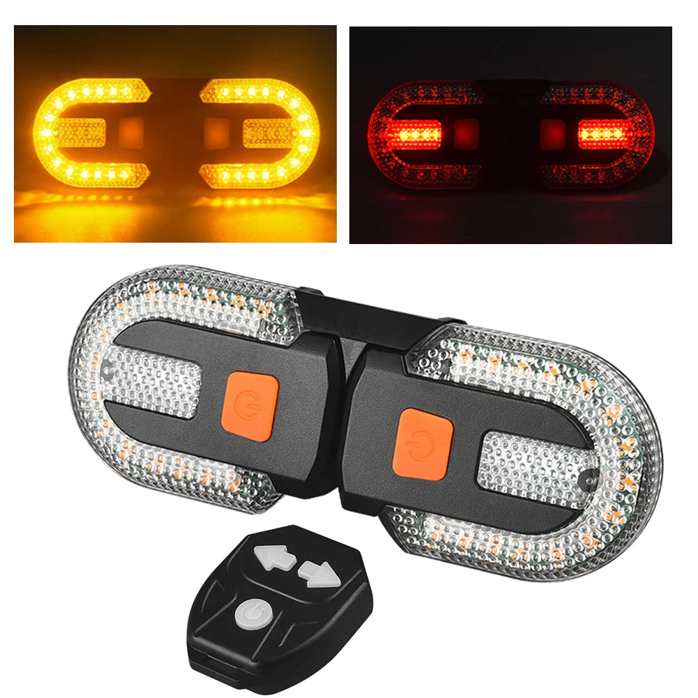 Bicycle Turn Signal Light Wireless Remote Control Bike Tail Light USB Rechargeable Warning Cycling Light for Night Riding