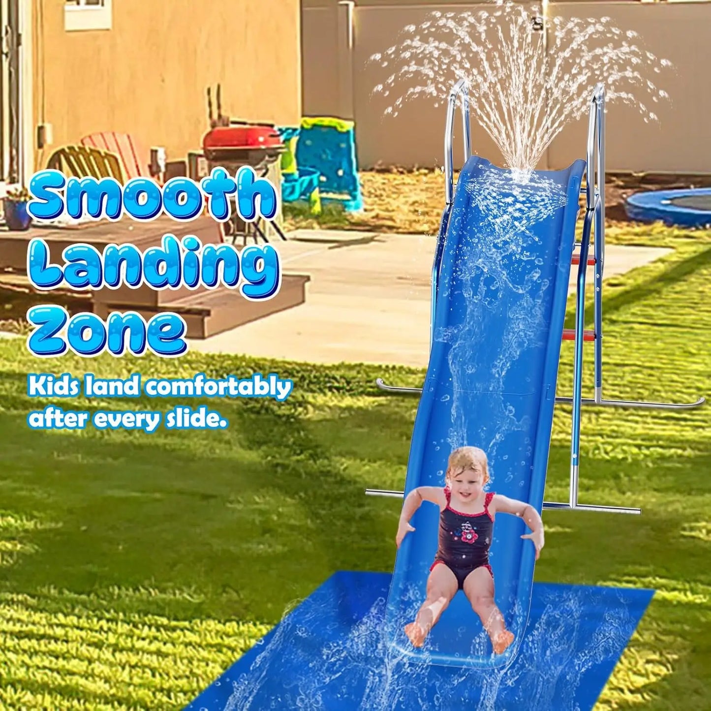 Kids Backyard Water Slide with Triple Spray Sprinkler and Tarp for Summer Outdoor Fun