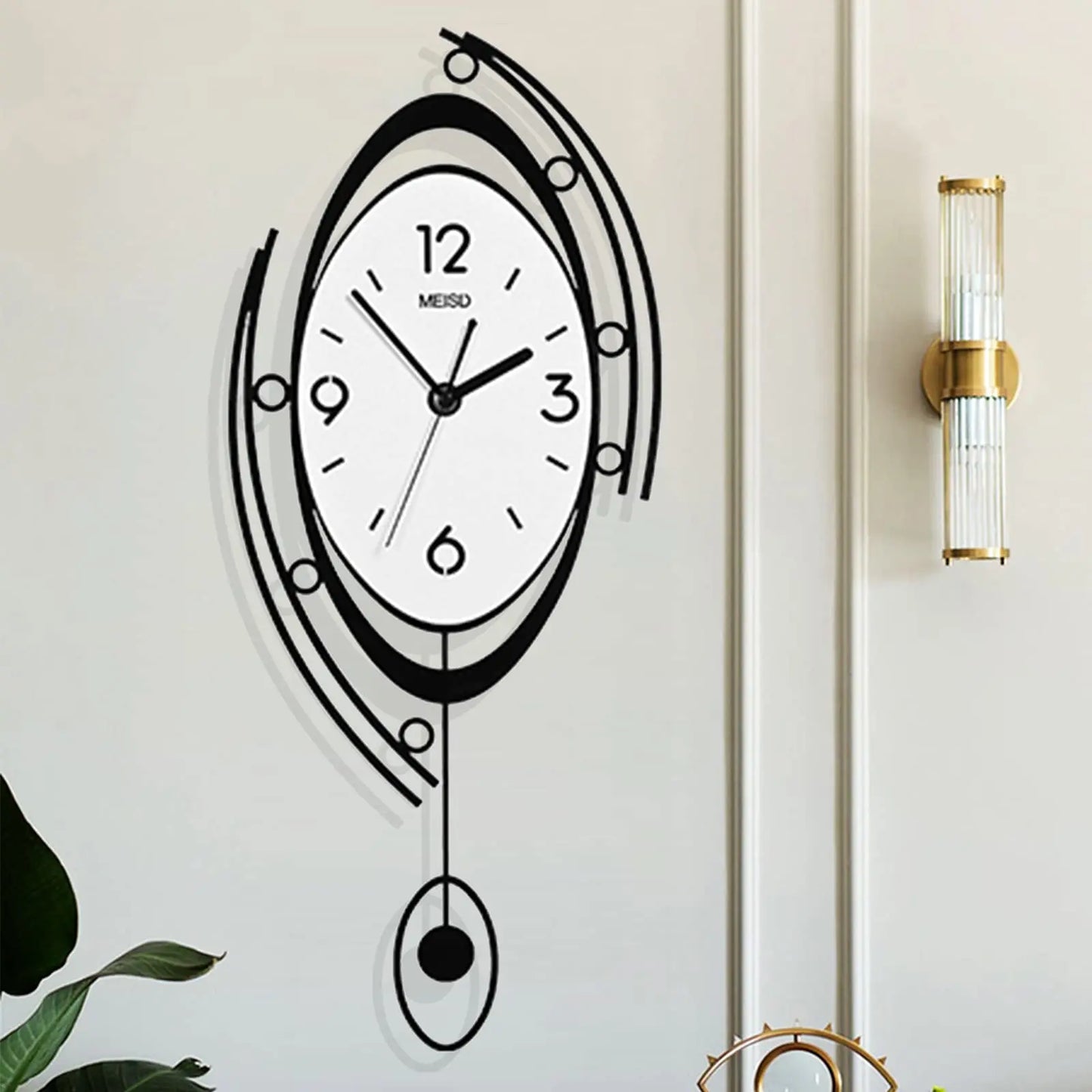 Modern Wall Clock for Living Room Decor, Large Silent Pendulum Wall Clock for Bedroom Office Kitchen Non-Ticking Wall Watch 23 I