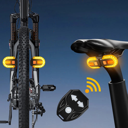 Bicycle Turn Signal Light Wireless Remote Control Bike Tail Light USB Rechargeable Warning Cycling Light for Night Riding