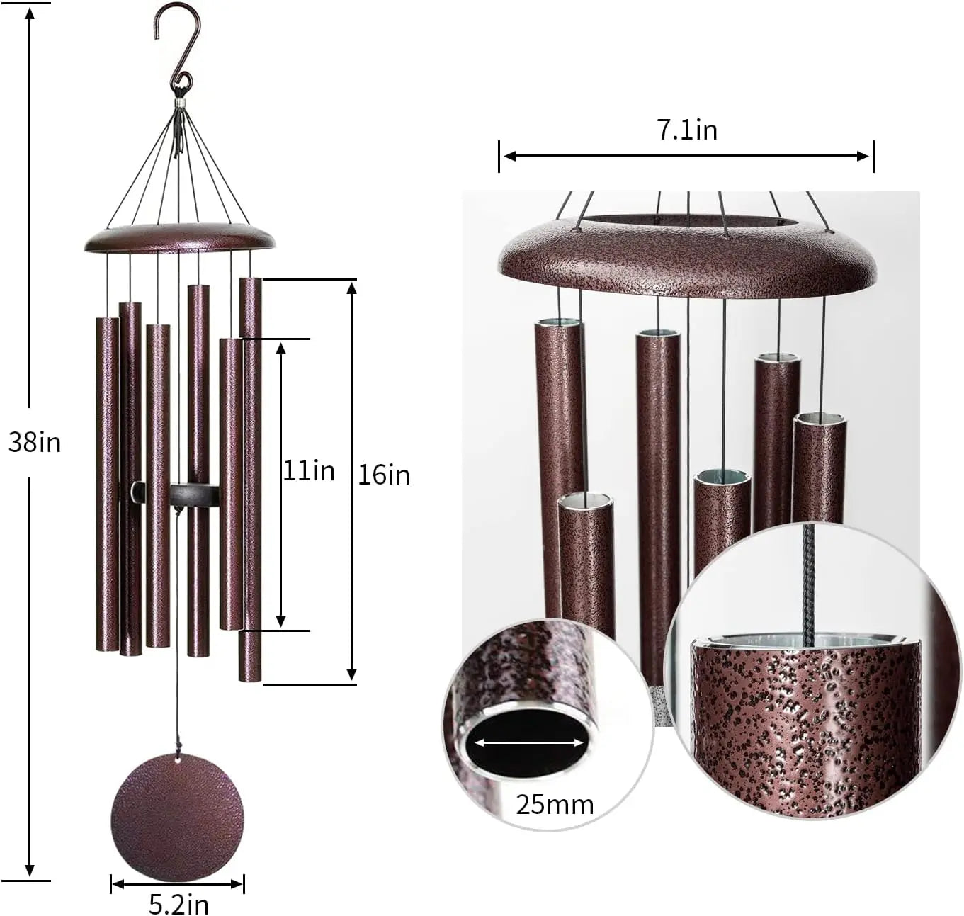 Deep Tone Memorial Wind Chimes, 38" Large Outdoor Decor for Mom Grandma Christmas Gifts