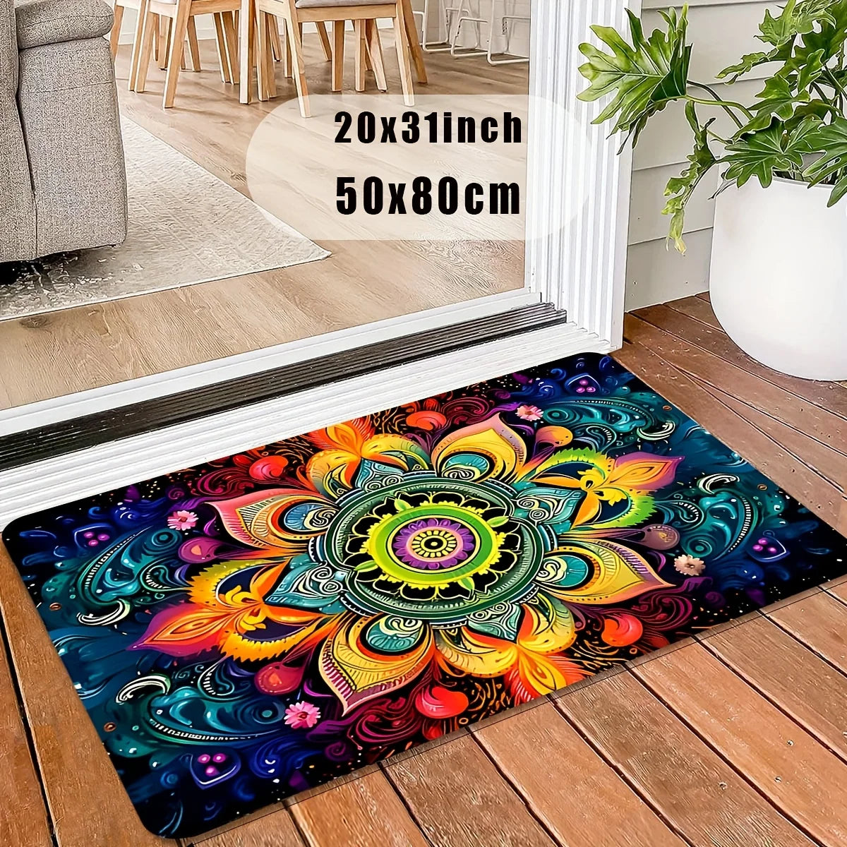 Vikama Bright Flower Recycling Carpet Doormat Soft Floor Mat Living Room Carpet Bedroom Carpet Welcome Mat Outdoor Carpet Home D