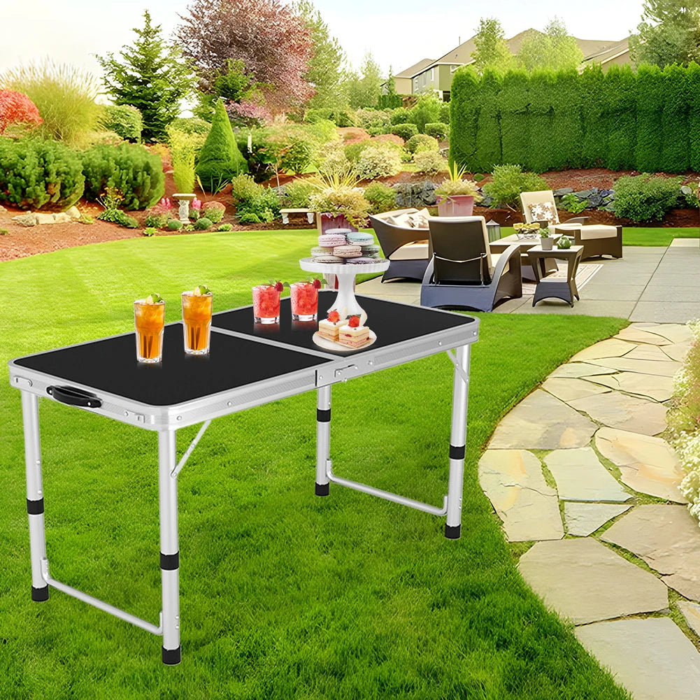 Lightweight Folding Table Portable Picnic Table with Carry Handle Folding Aluminum Camp Table for Outdoor Picnic Camping Fishing