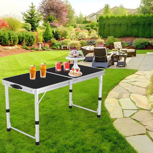 Lightweight Folding Table Portable Picnic Table with Carry Handle Folding Aluminum Camp Table for Outdoor Picnic Camping Fishing