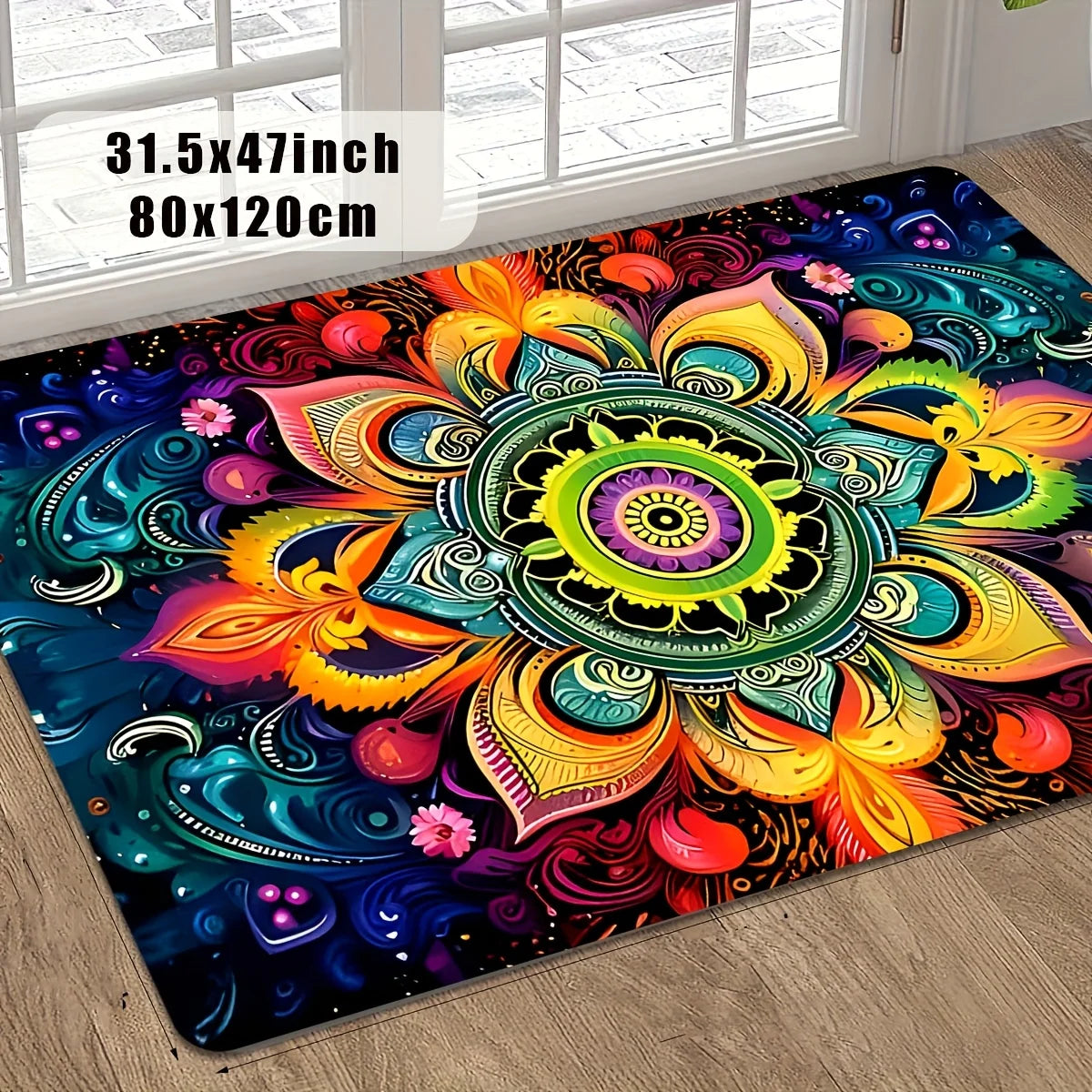 Vikama Bright Flower Recycling Carpet Doormat Soft Floor Mat Living Room Carpet Bedroom Carpet Welcome Mat Outdoor Carpet Home D
