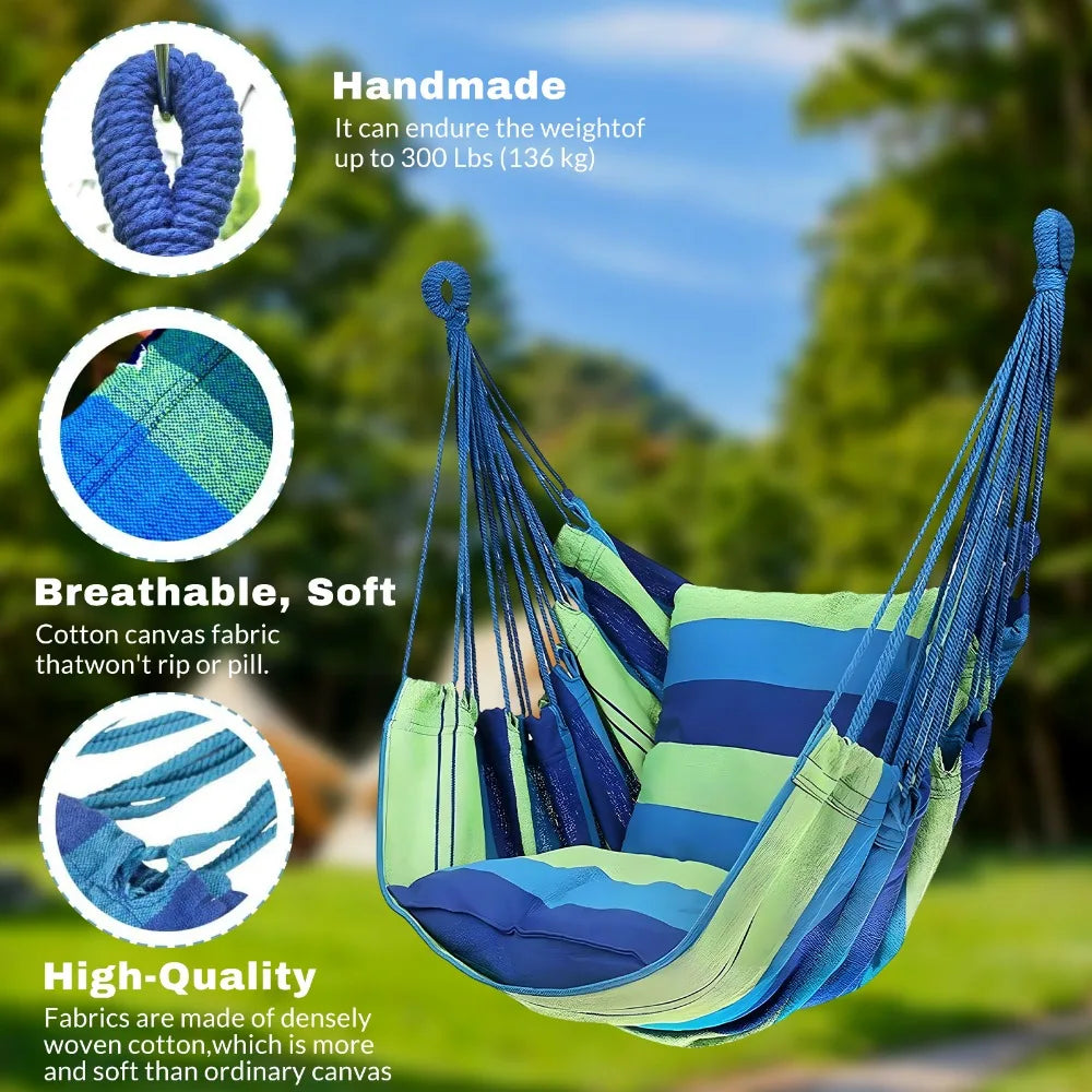 Stripes Canvas Hammock Chair Outdoor/indoor Hanging Chairs Single Leisure Swing 200KG Wide Bearing Garden Beach Camping Hammock