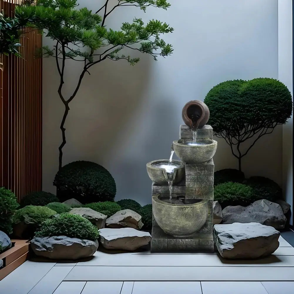Flowing Water Ornament, Rockery Waterfall Fountain Decoration, Suitable For Balcony, Living Room, And Garden
