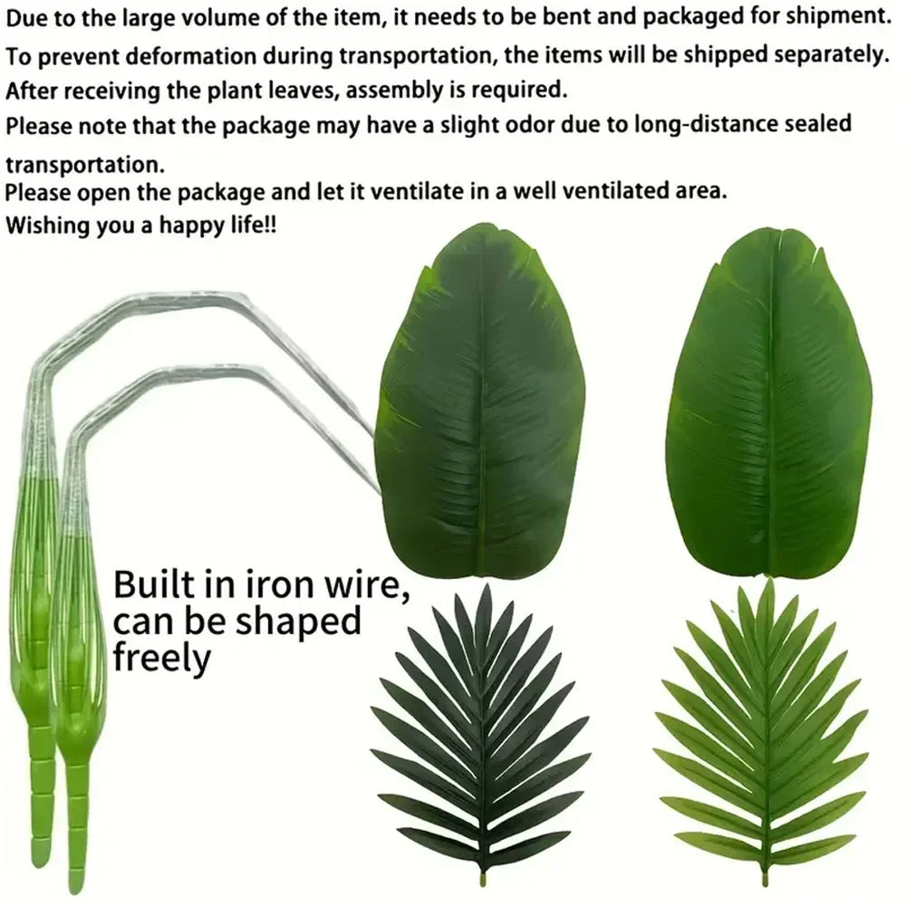 3pcs Artificial Faux Plant Set Lush Banana Tree Monstera Palm for Home Wedding Garden Balcony Office Decor