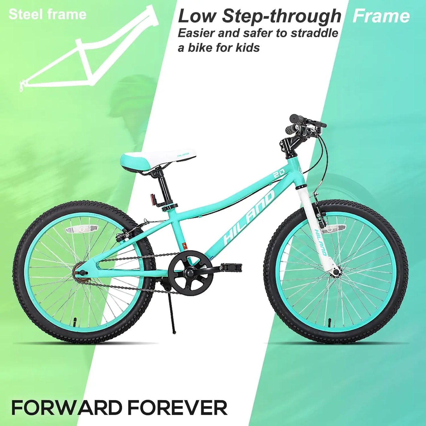 Hiland 20 24 Inch Mountain Bike for Kids Age 5 + Year Old, Front Suspension Fork Kids' Bicycles for Boys Girls, Customized