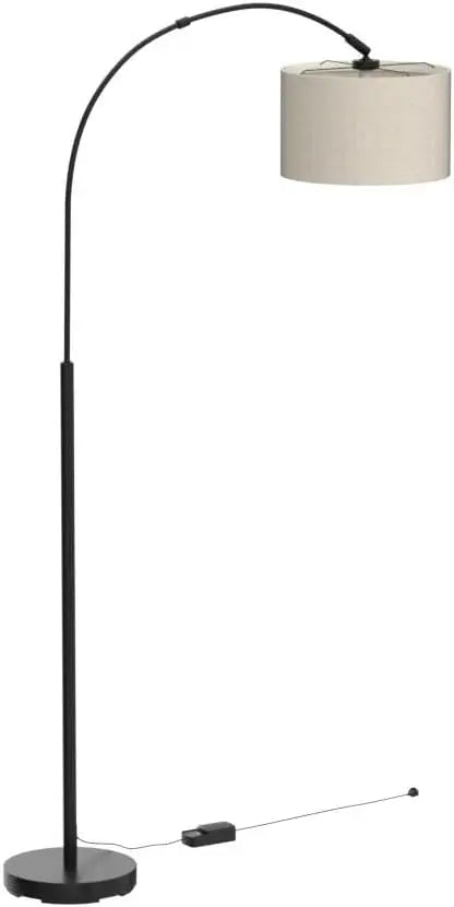 Dimmable Arc Floor Lamp with Adjustable Shade, Modern Black Standing Light for Living Room Bedroom, Includes 9W LED Bulb