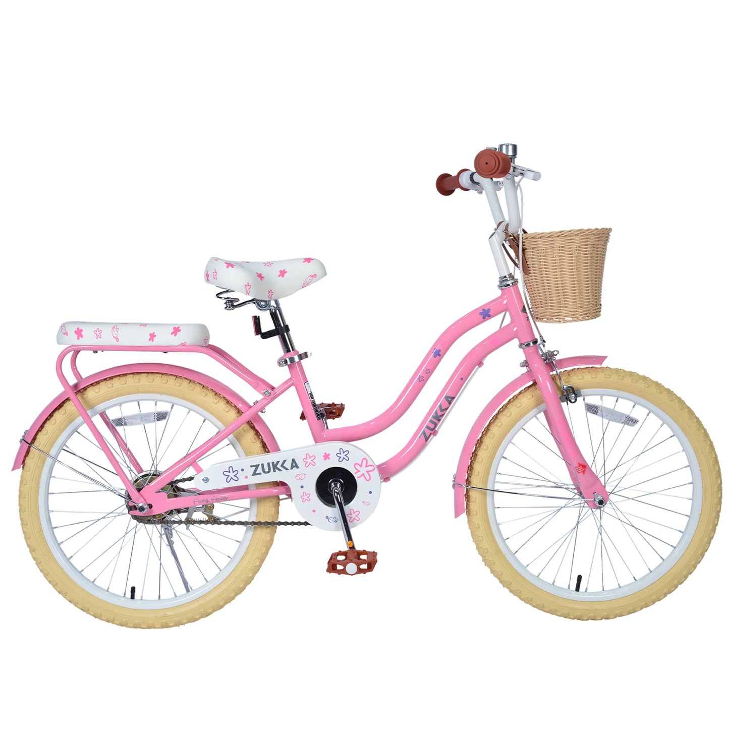 20" Girl Bicycle with Front Basket, Rear Rack & Single Speed Steel Frame, Kids Pedal Bicycle for 7-10 Years Old