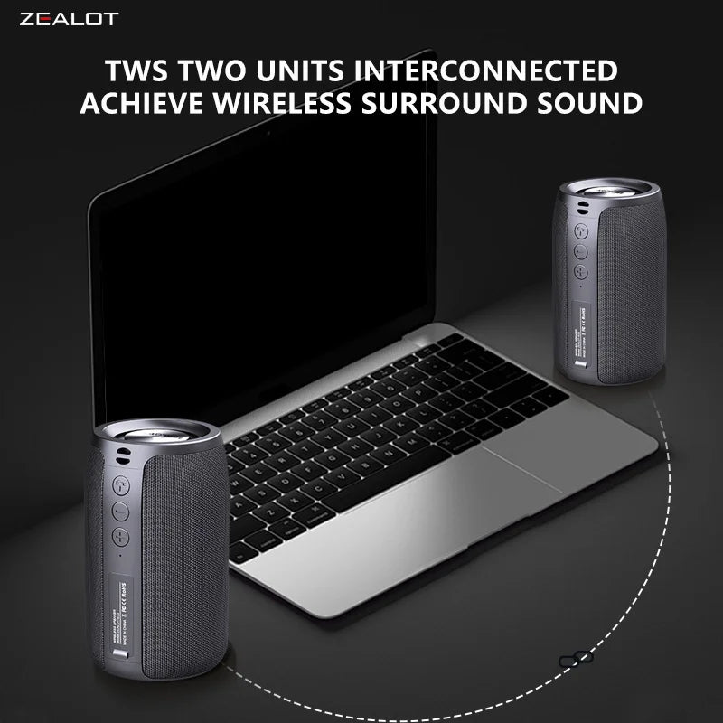 ZEALOT S32 5W Wireless Bluetooth Speaker, Portable Subwoofer, 1800mAh, 10H Playtime, Loud Stereo, Booming Bass