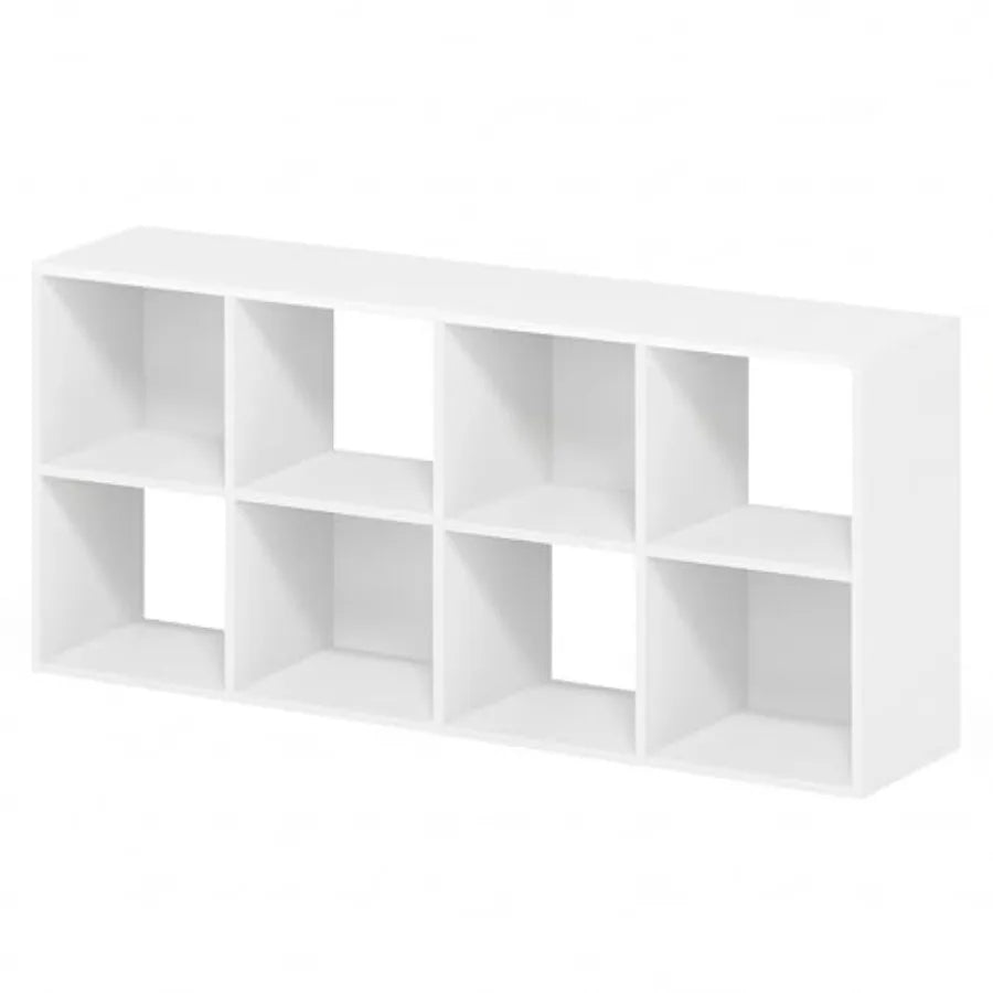 8-Cube Storage Organizer White Bookshelf with Open Compartments for Home Office Modern Bookcase Display Shelf for Living Room B
