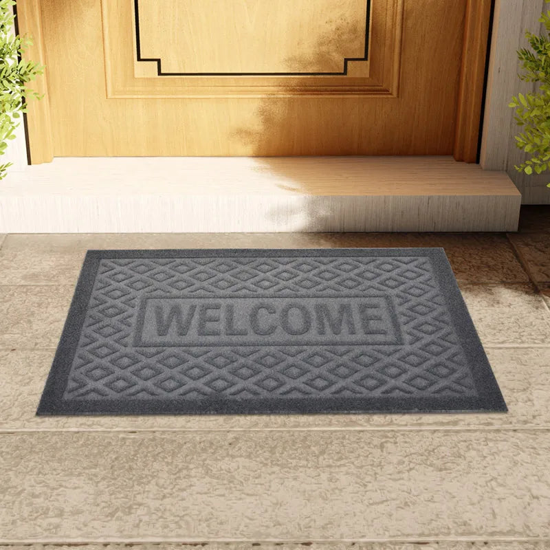 Heavy duty rubber welcome mat - anti slip, dust-proof home entrance door mat, durable and washable carpet,