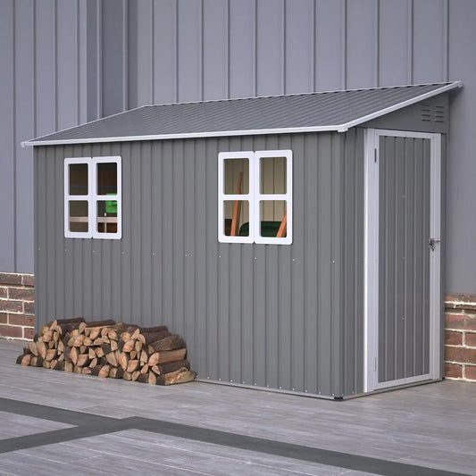 4x10 Ft Outdoor Metal Shed, Heavy-Duty Storage Shed with Floor Kit for Tools and Bikes, Lean to Shed with, Customized