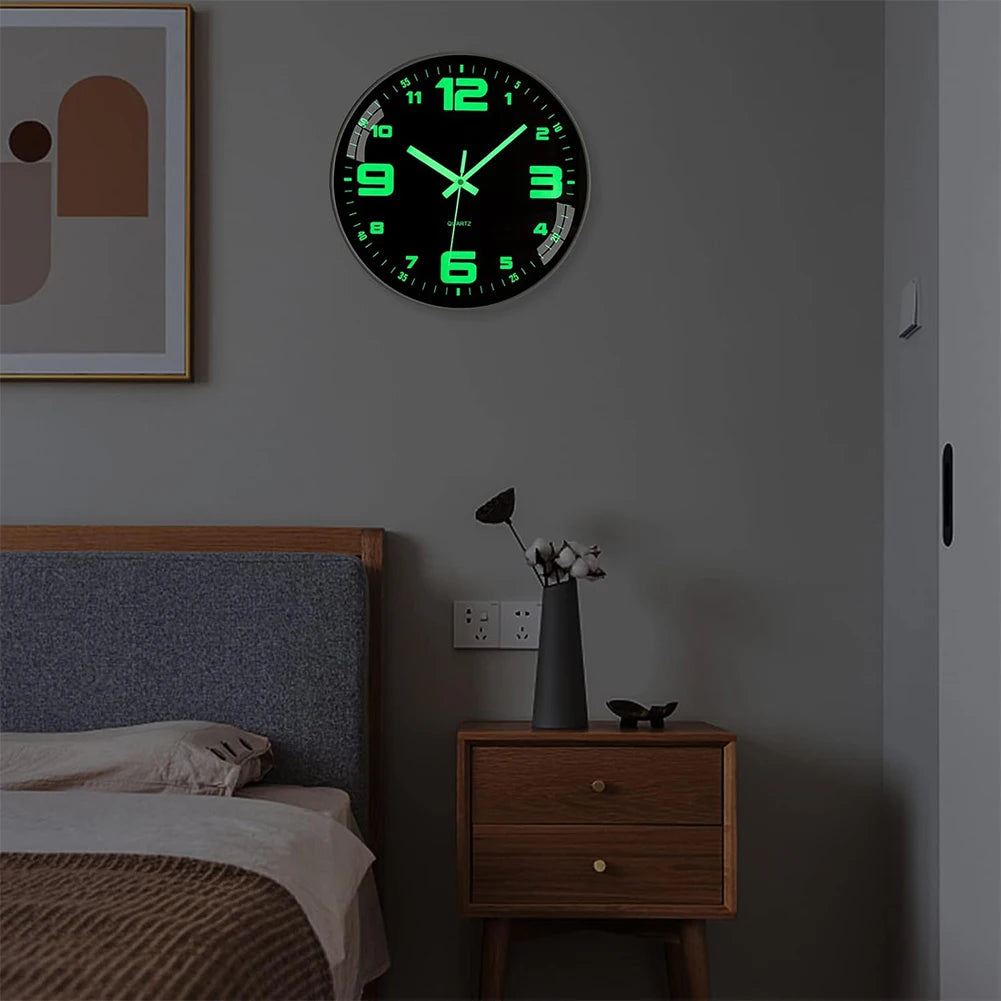 8Inch Night Light Wall Clock Battery Operated Glow in The Dark Clocks Silent Light Up Wall Clocks Decorative for Kitchen Bedroom