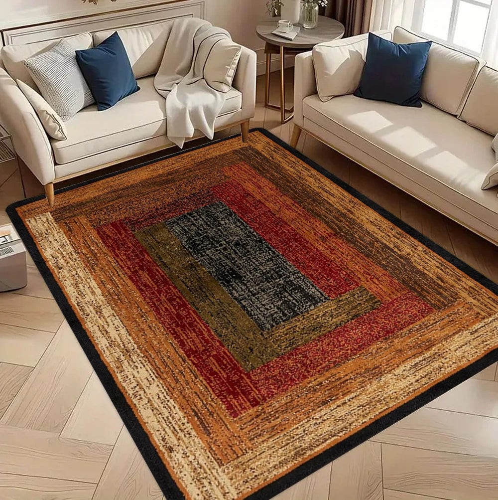 Geometric Living Room Carpet Nordic Minimalist Art Rug for Hotel Homestay Retro American Style Decor Non Slip Floor Mat