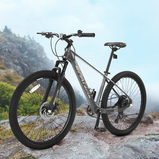 SPATIAL 27.5 Inch Mountain Bike, 21-Speed Alloy Frame Bicycle with Dual Disc Brakes and Suspension Fork