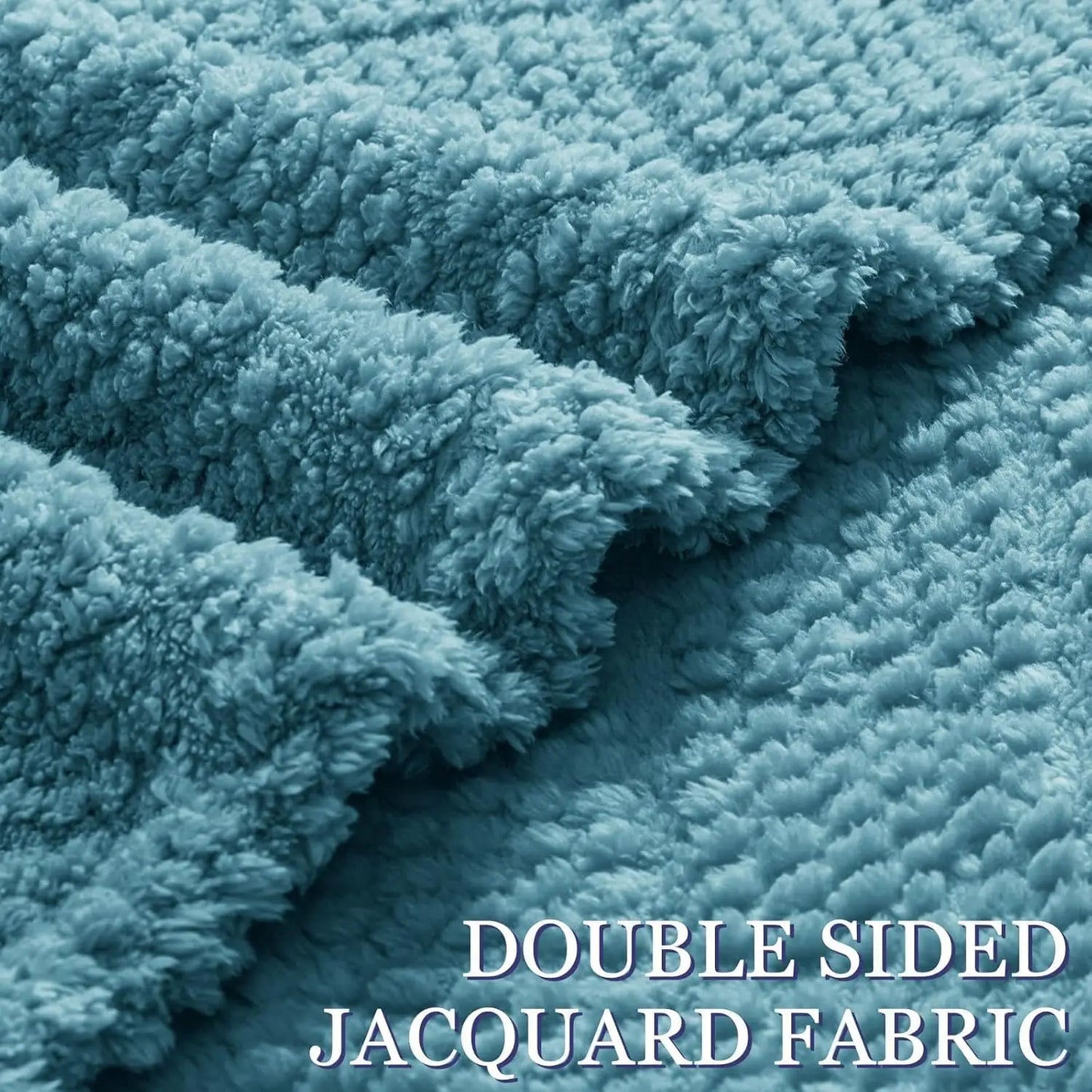 Soft Fluffy Jacquard Waffle Blanket, Lightweight Warm for Couch Bed All Seasons, Slate Blue 50x60 Inch