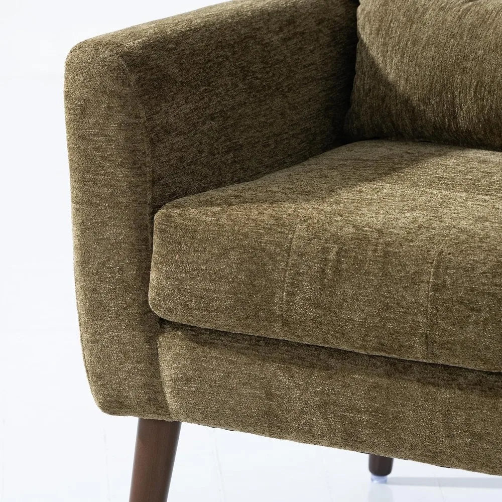 Accent Chair, Comfy Upholstered Living Room Chairs with High Tufted Backrest and Pillow, Wingback Reading Chair, Customized