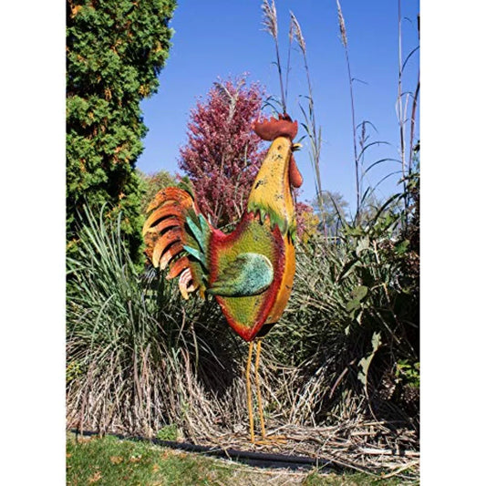 Rooster Decor Garden Statue - Chicken Yard Art Sculpture Outdoor - 63 Inch - Backyard Expressions