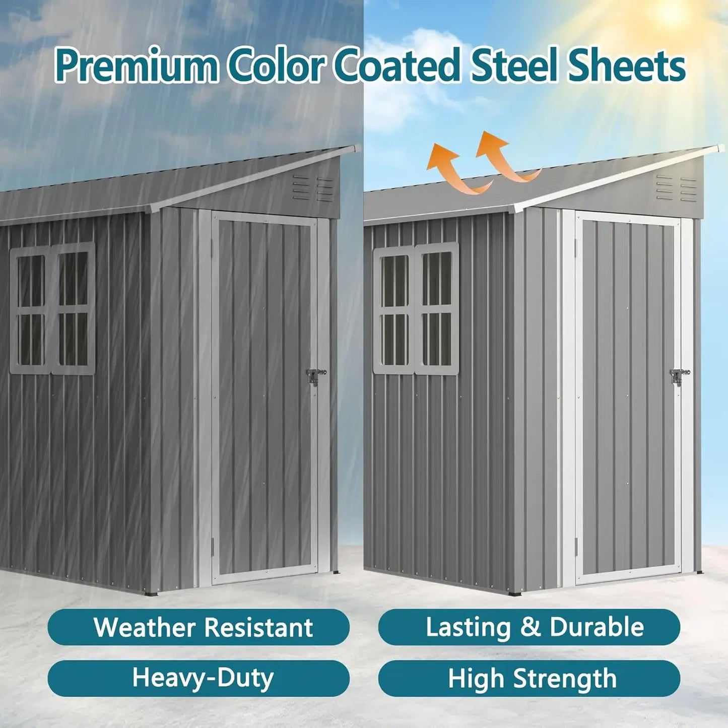 4x10 Ft Outdoor Metal Shed, Heavy-Duty Storage Shed with Floor Kit for Tools and Bikes, Lean to Shed with, Customized