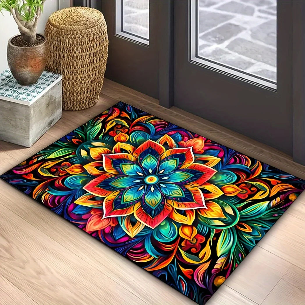 Vikama Bright Flower Recycling Carpet Doormat Soft Floor Mat Living Room Carpet Bedroom Carpet Welcome Mat Outdoor Carpet Home D
