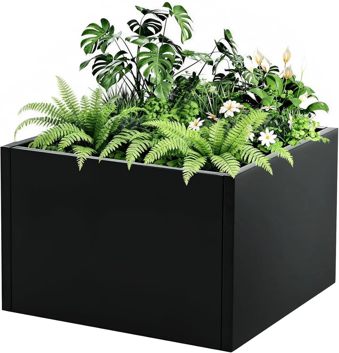 Metal Raised Bed - Compact Steel Planter Box, Tool-Free Snap-On Assembly, for Direct Ground Planting in Garden Yard  Patio Soil