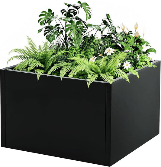 Metal Raised Bed - Compact Steel Planter Box, Tool-Free Snap-On Assembly, for Direct Ground Planting in Garden Yard  Patio Soil