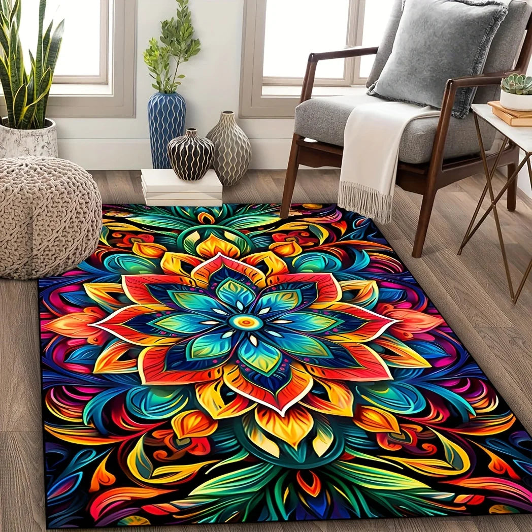 Vikama Bright Flower Recycling Carpet Doormat Soft Floor Mat Living Room Carpet Bedroom Carpet Welcome Mat Outdoor Carpet Home D