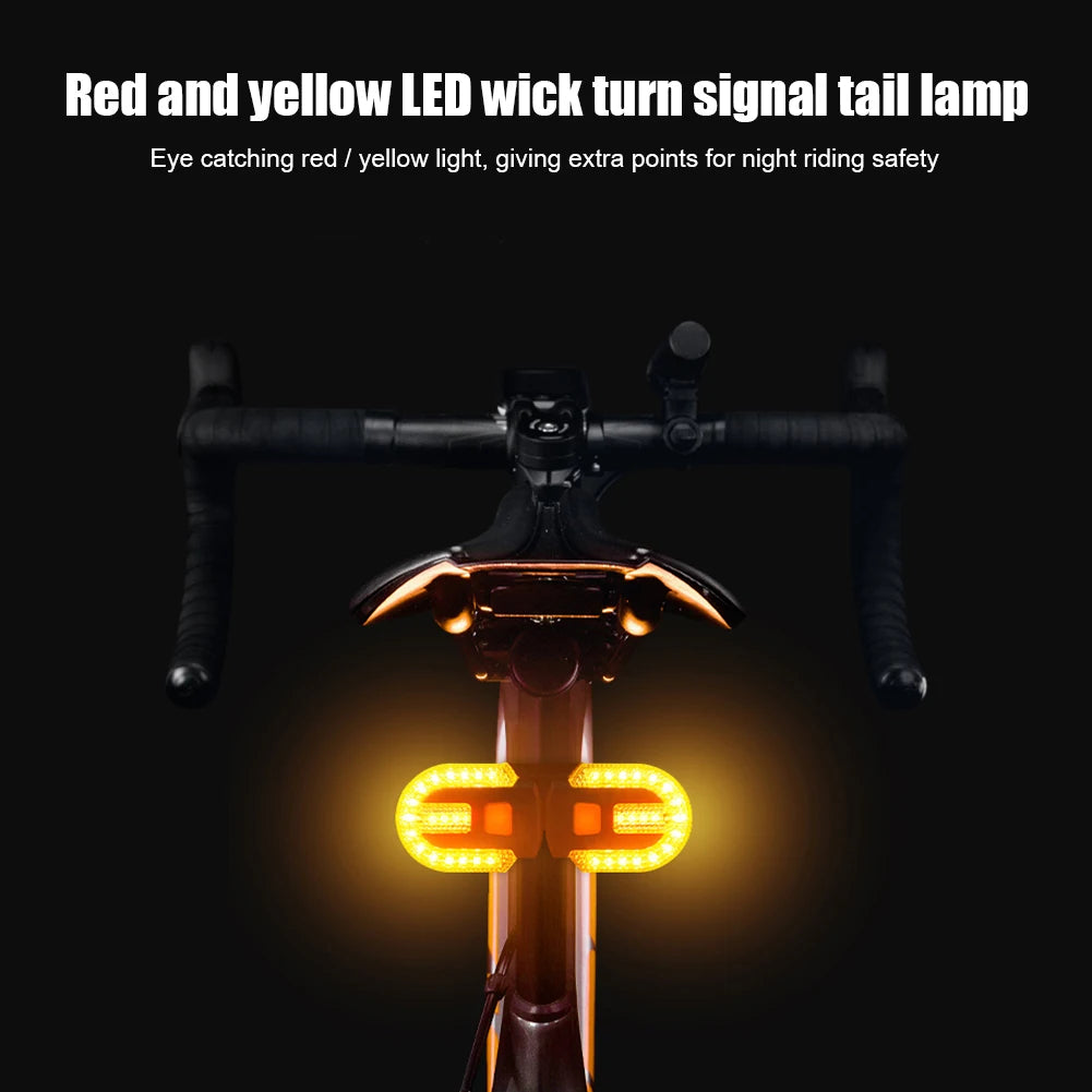 Bicycle Turn Signal Light Wireless Remote Control Bike Tail Light USB Rechargeable Warning Cycling Light for Night Riding