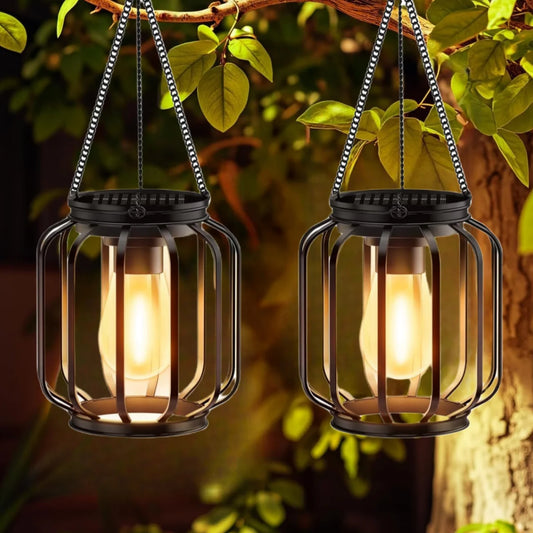 Outdoor Garden Hanging lanterns, Hanging Solar Lights Outdoor Garden Decoration, Solar powered outdoor metal hanging lantern