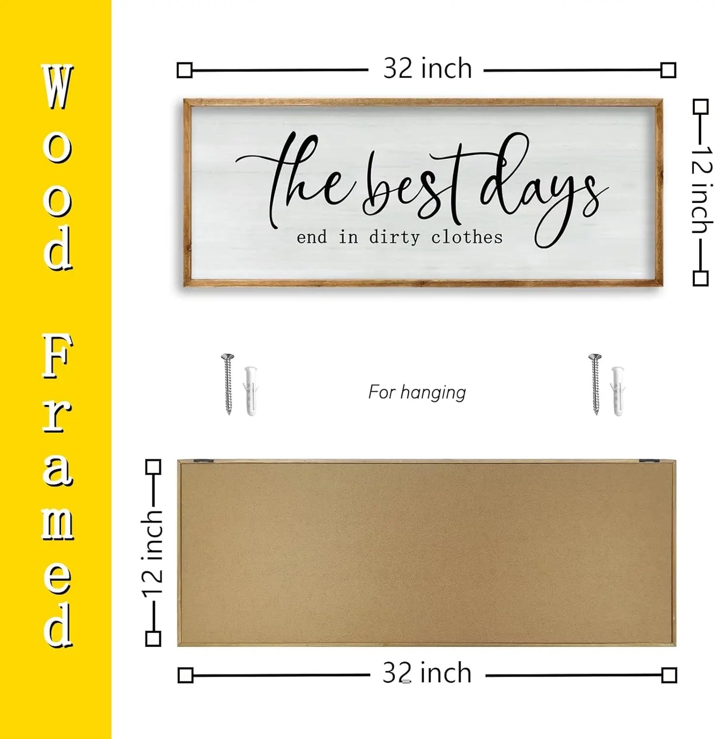 Rustic Wooden Wall Art, Farmhouse Bathroom Decor, Inspirational Quote Sign for Laundry Room and Shower