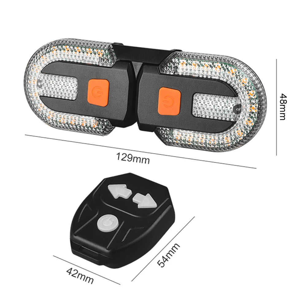 Bicycle Turn Signal Light Wireless Remote Control Bike Tail Light USB Rechargeable Warning Cycling Light for Night Riding